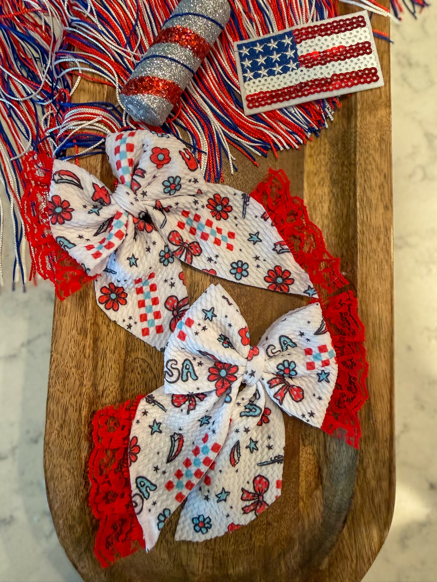 USA sailor piggies + lace
